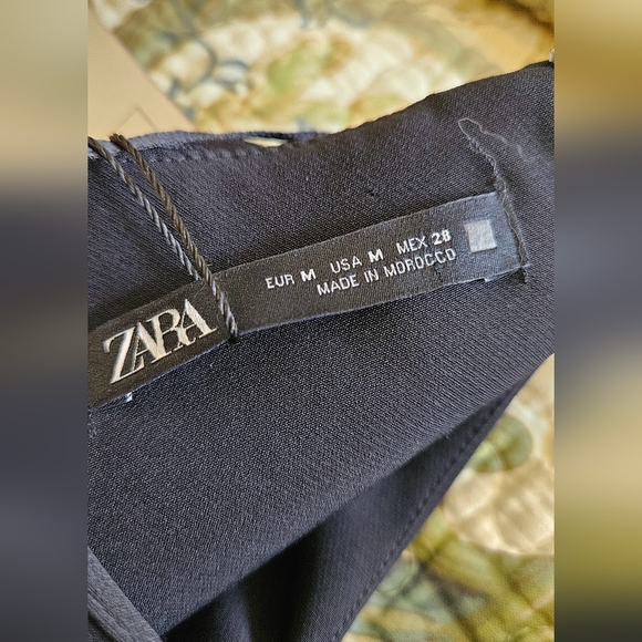 ZARA Shoulder Pad Mini Dress In Black. Size Medium NWT - Picture 7 of 14